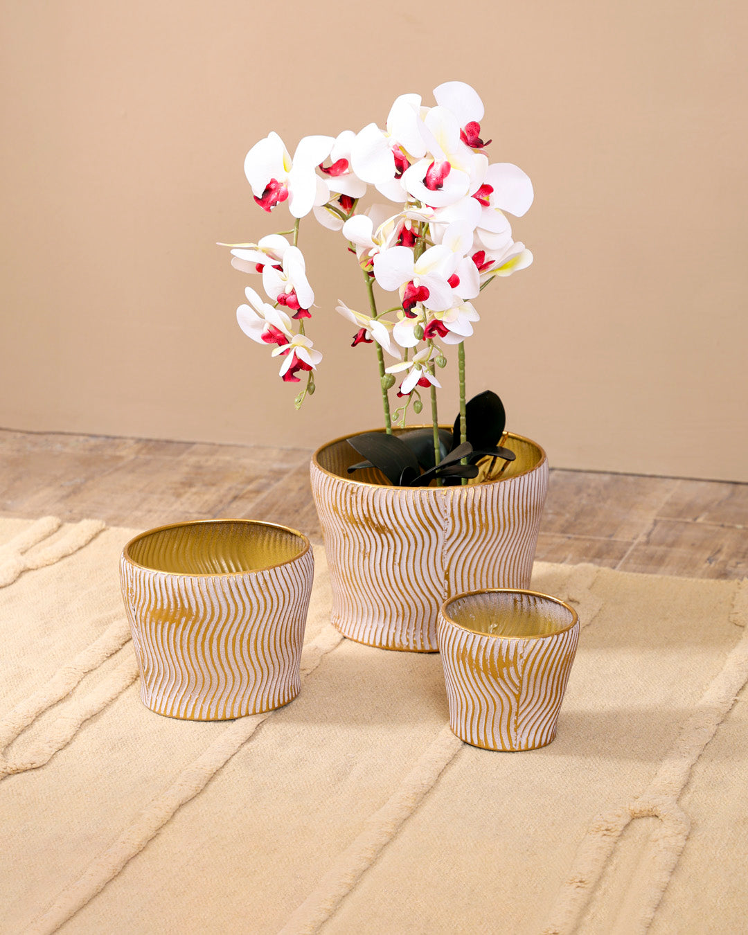Rustic Wave Texture Planter - Set Of 3