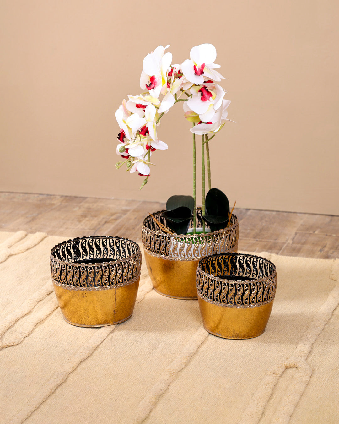 Victorian Scroll Rim Planter - Set Of 3