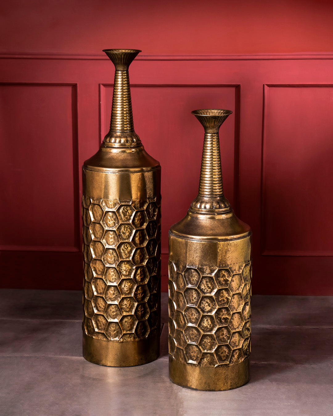 Golden Honey comb Tall Planter - 119 cm