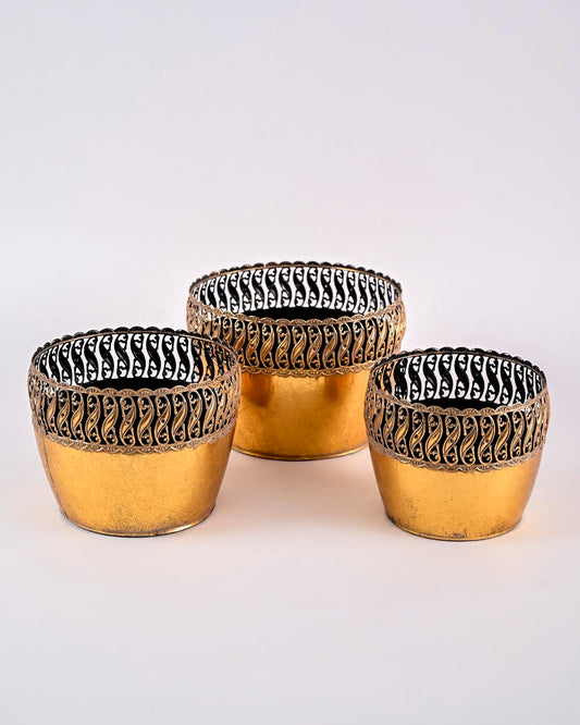 Victorian Scroll Rim Planter - Set Of 3