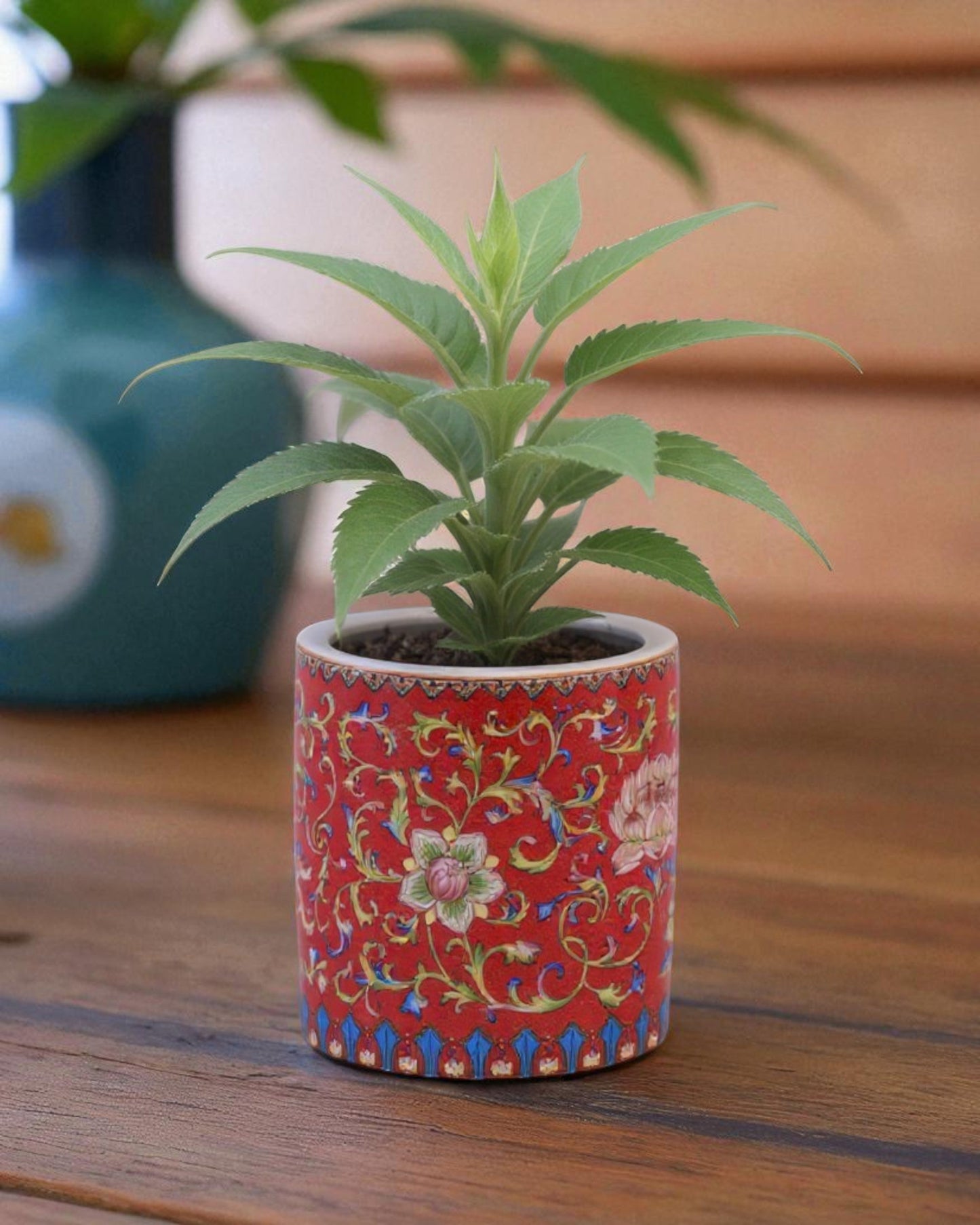 Floral and Vine Planter - Red