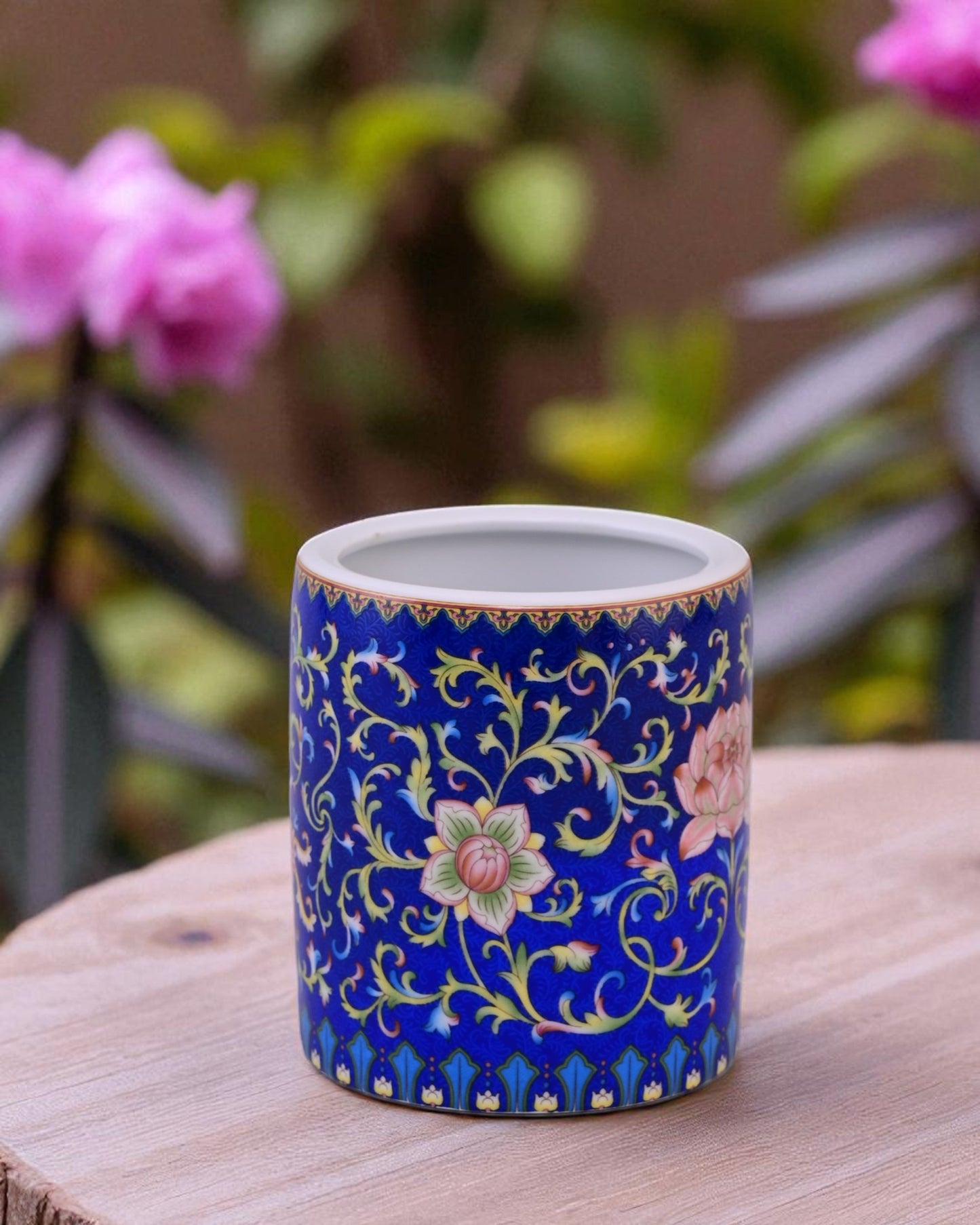 Floral and Vine Planter - Blue